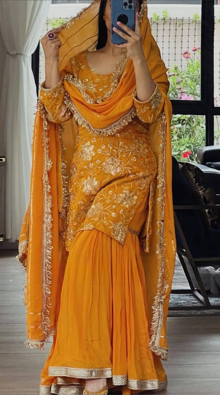 Luxe Mustard Embellished Haldi Ensemble